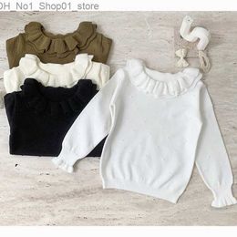 Cardigan Autumn Girls Sweaters Infant Knit Wear Toddler Knitting Pullovers Tops Spring Lotus Collar Baby Girl Boy Sweaters Kids Sweaters Q231206
