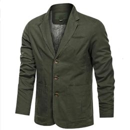 Mens Suits Blazers Spring Autumn Blazer Jacket Men Cotton Washed Suit Coat Casual Slim Fit Luxury Business Military Army Bomber M5XL 231206