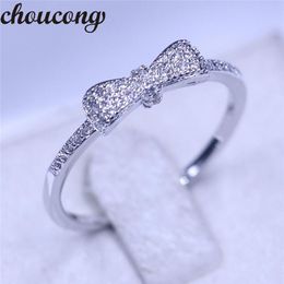 choucong Bow Style Women ring Pave set Diamond 925 Sterling silver Engagement Wedding Band Ring For Women men love jewelry266o