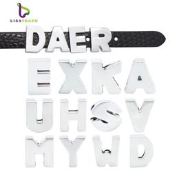 130pcs 8mm Silver plain Slide Letters fit bracelet Alplabet Charms for DIY Wristband Bracelet LSSL09277m