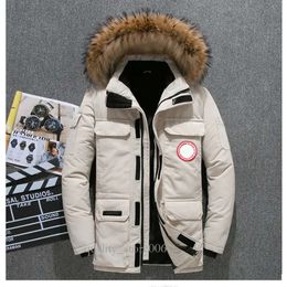 Down Jacket Women's And Men's Medium Length Winter New Canadian Style Overcame Lovers' Working Clothes Thick Goose Down Jacket Men 292