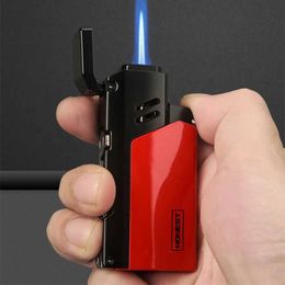 Honest Metal Cigar Lighter Outdoor Windproof Butane No Gas Blue Flame Turbo Torch Jet Portable Drill Multi Tool