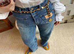 Belts Baroque Gold Plated Copper Snake Link Calfskin Waist Chains With Coin Pendent Vintage Black Metal Real Leather Adjustable Be9775340