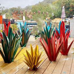 Garden Decorations Tequila Rustic Sculpture DIY Metal Agave Plant Yard Art Statue Landscape Ornaments Handmade Home Outdoor Decoration