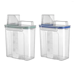 Storage Bottles Laundry Powder Dispenser 1.5L Multifunctional Washing Clear With Lid For Pet Food Home Bathroom Room