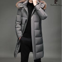 Men's Jackets Fashion Winter Long Down Coat Fur Hooded Windproof Warm Thick Jacket 231205