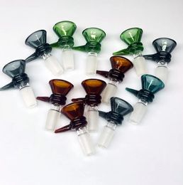 Glass Bowls pipes 14mm Male Coloured Funnel Bowl Piece Dry Herb Tobacco Smoking Accessories For Quartz Banger Oil Rigs