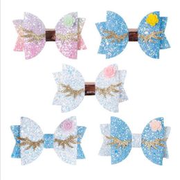 Baby Girls Sequin hair clip Sweet glitter Gold angel wings Flower Girls princess barrettes Children Fashion Butterfly Hair accesso343K