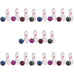 Keychains Lanyards 20 Simulated Bowling Keychains Sports Themed Key Rings Mini Bowling Keychain Pendants 231205