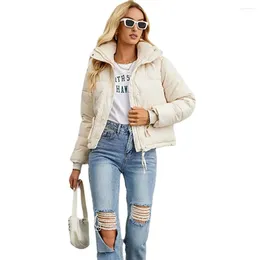 Women's Trench Coats Fashion Puffer Jacket For Womens Winter Cropped Padded Down Coat Female Outerwear With Pockets Clothing