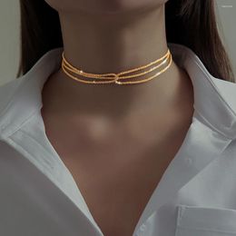Pendant Necklaces Gold Colour Sparkling Clavicle Chain Choker Necklac For Women Fine Jewelry Set Gypsophila Bracelet Wedding Party Gift
