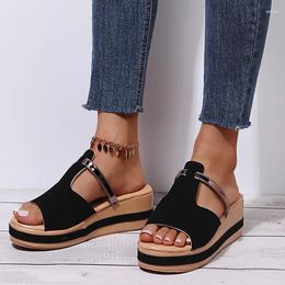 Slippers Women Casual Beach Platform 2023 Summer Thick Sole Wedges Sandals Woman Non-Slip Open Toe Wedge Shoes Plus Size 35-43
