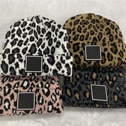 Designer Beanie Hat for Women Men Brand Winter Knitted Skullies Hats Unisex Ladies Warm Bonnet Cap Leopard Caps301u