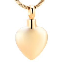 IJD8408 Gold Tone Ashes Holder Keepsake Jewelry Memorial Urn Necklace Gold Heart Stainless Steel Cremation Pendant Necklace2654