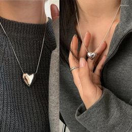 Pendants MEETSOFT Trendy 925 Sterling Silver Retro Big Small Heart Chokers Necklace For Women Fine Jewelry Romantic Gifts Drop