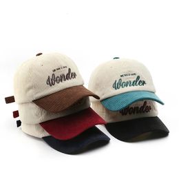 Ball Caps Fashion Autumn Winter Corduroy Baseball Cap For Men Women Letter Embroidery Patchwork Soft Top Hat Unisex Hip Hop 231205