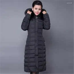 Women's Trench Coats Snow Wear Hood Plus Size Winter COAT Women 2023 Large Faux Fur Collar Down Parka X-long OverCoats Warm Jacket ZY2001