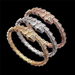 diamond designer bracelet for women love bangle Jewellery high quality electroplated copper snakelike luxurious fashion womens silve229M