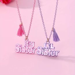 2pcs/set Cute Big Lil Sister Letter Pendant Chain Necklace, Best Friend Necklace BFF Friendship Jewellery Gifts for Kids