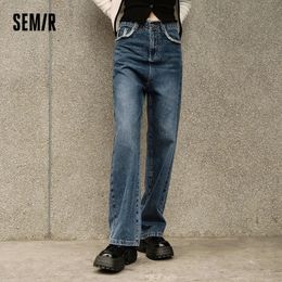 Men's Jeans Semir Women Jeans Raw-Edged Wide-Leg Pants Look Thin Show Long Legs Simple Autumn Personalised Trousers for Women 231206