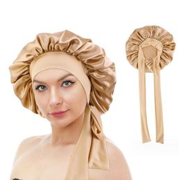 Women Satin Solid Sleeping Hat Night Sleep Cap Hair Care Bonnet Nightcap For Women Men Unisex Cap Bonnet Adjustable Elastic bandage Shower Turban