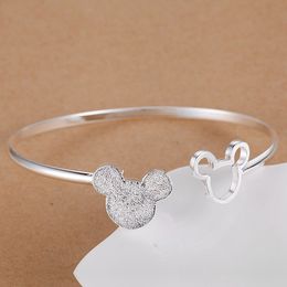 Luxury Animal Cute Mouse Designer Bangle Bracelet S925 Silver Retro Vintage Hollow Frosting Bangles Bracelets Wedding Party Jewellery Gift