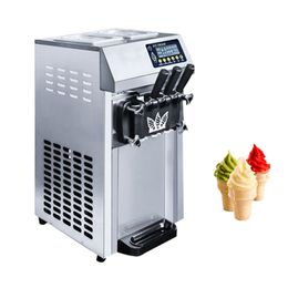 Soft Ice Cream Machine Commercial Countertop Ice Cream Maker Electric 3 Taste Sweet Cone Vending Machines