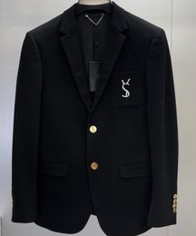 High Quality Designer Men Suit White Letter Embroidery Black Business Luxury Mens Blazer Jacket{category}