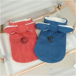 Dog Apparel Winter Coat Pet Clothes For Dogs And Cats Warm Solid Colour Corduroy Jacket Cute Puppy Clothing Outfits Drop Delivery Home Dhhd2