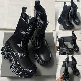 WOMENS BULLDOZER LACE UP BOOT IN BLACK womens designer boots Motorcycle Boots martin boots punk style cowhide leather boots heightening boots Fashion Boots 35 42