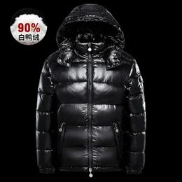 Men s Jackets Winter Glossy Down Jacket and Women s Puffer Hooded Plus Size Coats Thickened Warm Coat Goose 231206