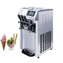 Three Flavours Soft Ice Cream Maker Machine Commercial Electric Desktop Ice Cream Vending Machine 1250W