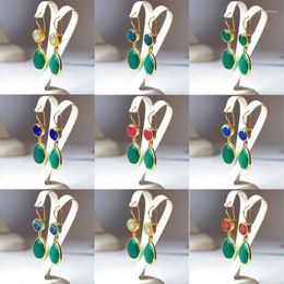 Dangle Earrings Bohemia Style Multi-color Water Drop Inlay Melon Seeds Shape Emerald Jewellery For Women Wedding Elegant Accessories Gift