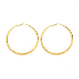 Hoop Earrings PAIR OF BIG GOLD PLATED LARGE CIRCLE CREOLE CHIC HOOPS GIFT UK243p