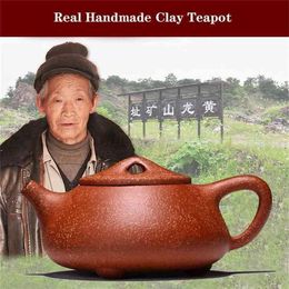 240CC Real Handmade Yixing Clay Teapot Chinese Kettle Puer Tea Set Kung Fu Zisha Teaware 210724296K