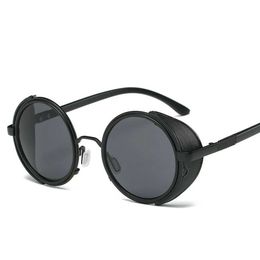 Steampunk Sunglasses Women Round Glasses Goggles Men Side Visor Circle Lens Unisex Vintage Retro Style Punk De Sol 230920