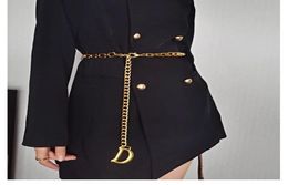fahsion Women Gold Chains Belts Fashion Designers Belt Link Luxury Waist Chain Womens Metal Alloy Dress Accessories Waistband Gird9267787
