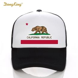 DongKing Fashion Trucker Hat California Flag Snapback Mesh Cap Retro California Love Vintage California Republic Bear Top D18110601892