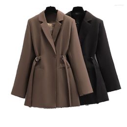 Women's Suits Korean Style Chic Turn Down Collar Slim Waist Blazer Women Elegant Office Ladies Suit Coat Vintage Spring Woman Jacket