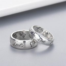 band ring Women Girl Flower Bird Pattern Ring with Stamp Blind for Love Letter men Ring Gift for Love Couple Jewellery w294304s