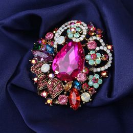 Pins Brooches Bohemian crystal luxury classic temperature fully matched large glass rhinestone Brook jewelry 231206