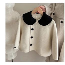 Jackets 2-10Years Toddler Kids Woollen Children Cute Loose Short Outwear Coat With Buttton Infant Fall Jacket 2 3 4 5 6 7 8 9