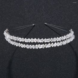 Bandanas Wedding Rhinestone Headband Double Layer Hairband Silver Headpiece Bridal Hair Accessories For Prom Birthday Hoop Girl