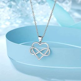 Trendy Exquiite Creative Infinity Heart Pendant Necklace Decorative Acceorie Holiday Birthday Graduation Anniverary Party Gift