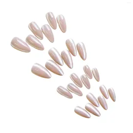 False Nails Woman Almond Fake Nail Glittering Style Pointed Tips Artificial For Women And Girl Salon At Home