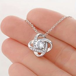 Trendy Exquisite Elegant Rhinestone Pendant Necklace with Meaningful Message Card Box Decorative Accessories Holiday Birthday Graduation