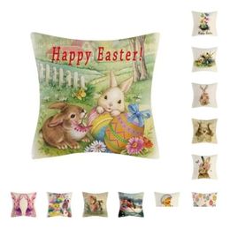 Cushion/Decorative Pillow Stock Easter Pillow Case Bunny Coloured Egg Er Household Products Decorative Xu Drop Delivery Home Garden Hom Dhtw5