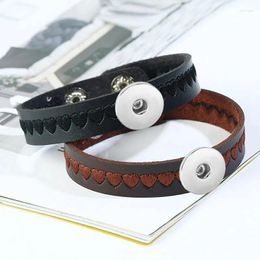 Charm Bracelets Love Type Women's Adjustable Leather 20mm Snap Button Jewelry DIY Bracelet 5PCS/LOT BR529