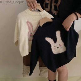 Cardigan Korean Autumn Winter 2023 Children Girl 2PCS Clothes Set Rabbit Knitted Sweater Versatile Legging Baby Girl Outfit Kid Girl Suit Q231206