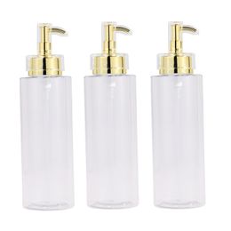 Plastic Empty Shampoo Clear Bottle Flat Shoulder PET Gold Lotion Pump Refillable Container Cosmetic Packaging Bottles 100ml 120ml150ml 200ml 300ml 400ml 500ml